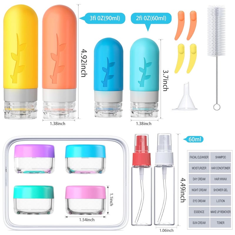 Tocelffe 18pack Travel Bottles for Toiletries:Silicone TSA Approved-Containers for Toiletries,Leak Proof Refillable Liqus Shampoo And Conditioner Essentials toiletry Bottles - Image 4